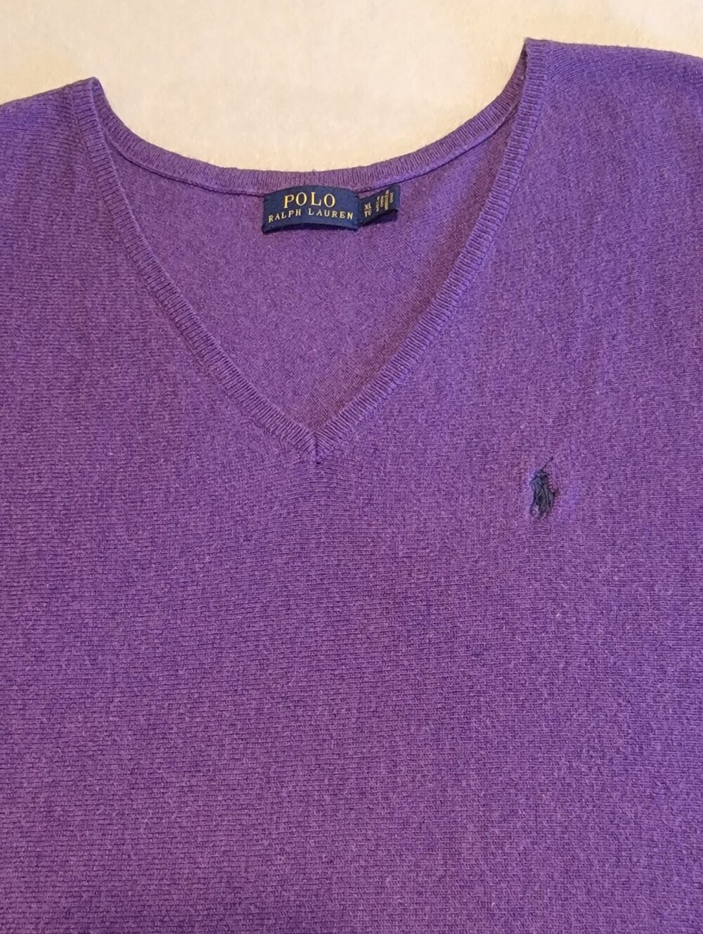 Polo Ralph Lauren Cotton V-Neck Purple Sweater XL